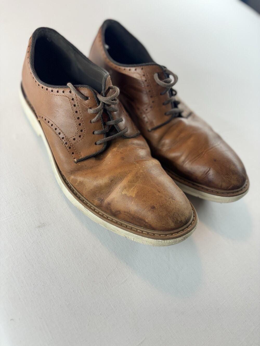 Cole Haan Men's Plain Toe Oxford Dress Shoes Size 13 Leather Brown C34125 Comfy